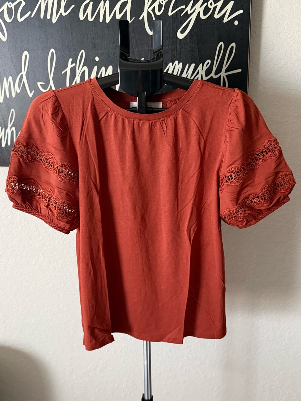 LOFT Rust Puff Sleeve Top NWOT